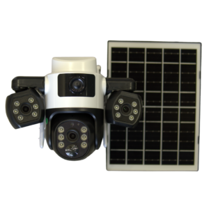 Three Lens 5MP SIM Based Solar PTZ Camera with Two Way Talking, 360° PTZ Rotation, Full HD Video, Motion Tracking