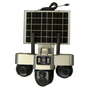 Three Lens 5MP SIM Based Solar PTZ Camera (All Lens 360° Moveable) with Two Way Talking, Full HD Video, Motion Tracking