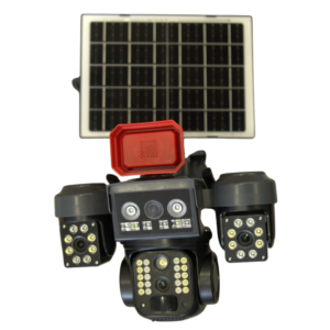 Three Lens 5MP SIM Based Solar PTZ Camera (All Lens Moveable) with Two Way Talking, 360° PTZ Rotation, Full HD Video, Motion Tracking