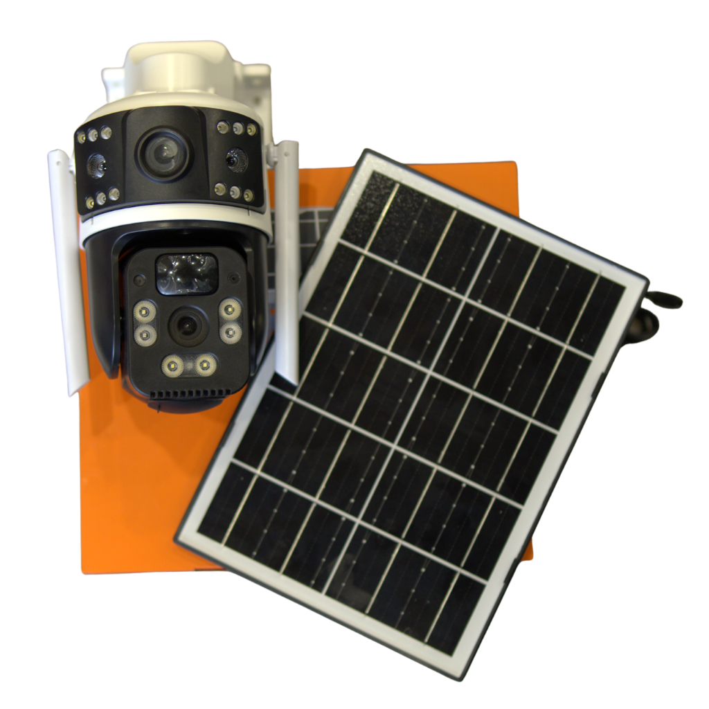 Dual Lens 5MP SIM Based Solar PTZ Camera with Two Way Talking, 360° PTZ Rotation, Full HD Video, Motion Tracking