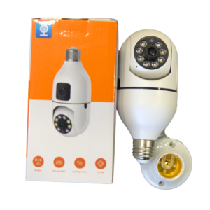 WiFi Bulb Camera with Holder 3MP with Two Way Talking, 360° PTZ Rotation, Full HD Video, Motion Tracking